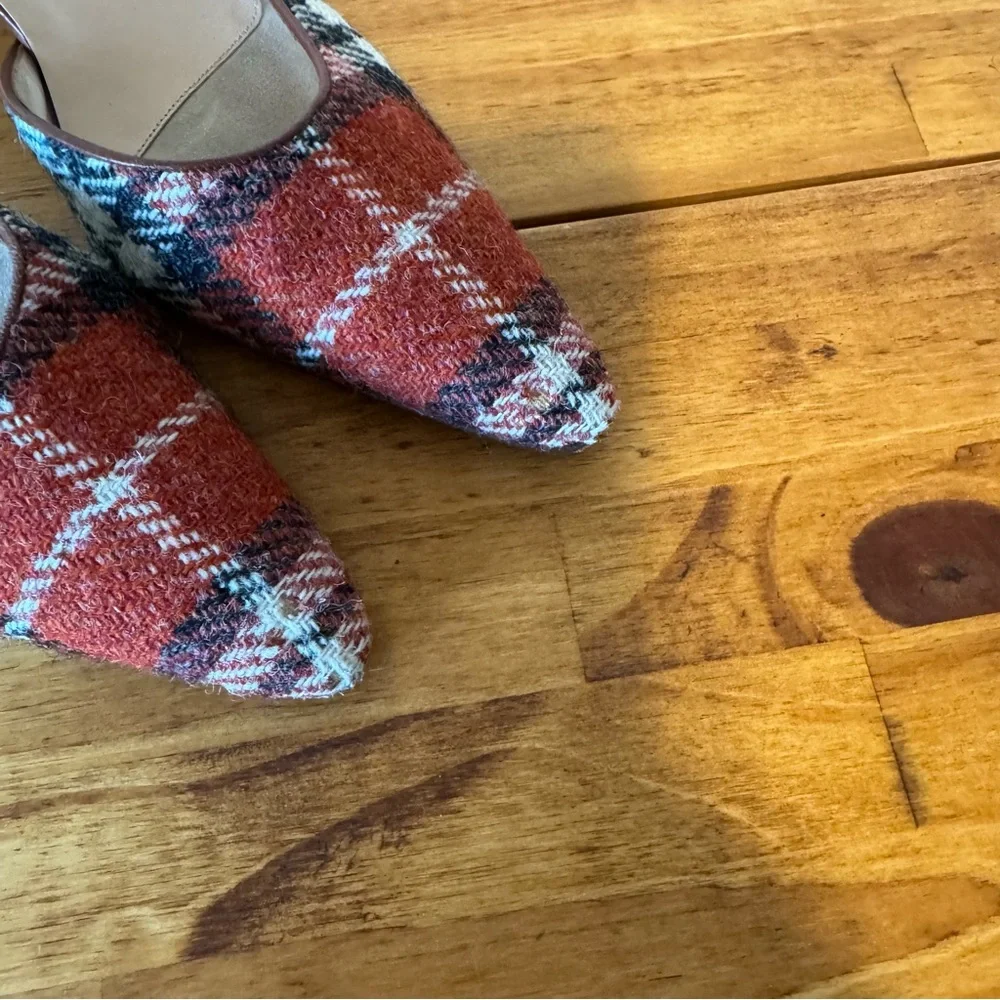 Kate Spade Red and White Plaid Heels - Picture 3 of 6